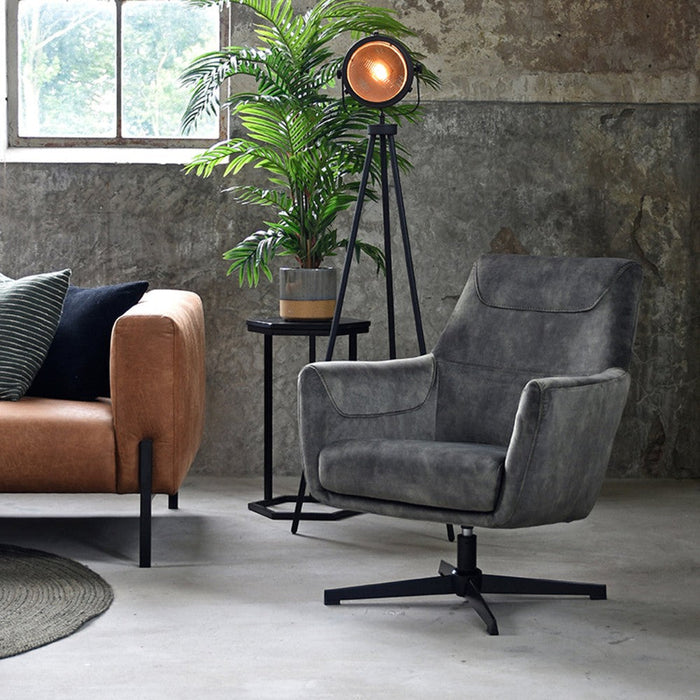 LABEL51 Fauteuil Toby - Antraciet - Velvet - One Size-Fauteuils-LABEL51