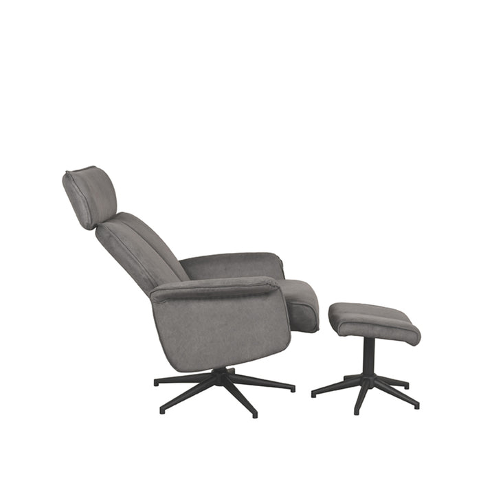 LABEL51 Fauteuil Verdal antraciet velvet Incl. Hocker 77x79x109 cm