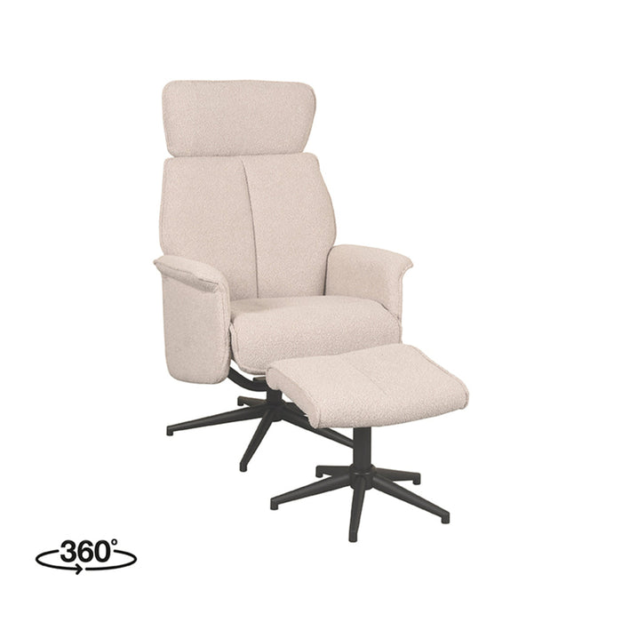 LABEL51 Fauteuil Verdal - Naturel - Boucle - Incl. Hocker-Fauteuils-LABEL51