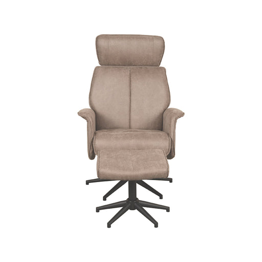 LABEL51 Fauteuil Verdal - Taupe - Kunstleder - Incl. Hocker-Fauteuils-LABEL51