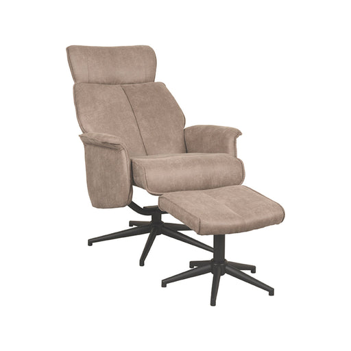 LABEL51 Fauteuil Verdal - Taupe - Kunstleder - Incl. Hocker-Fauteuils-LABEL51