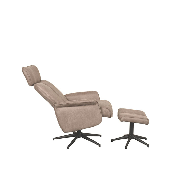 LABEL51 Fauteuil Verdal - Taupe - Kunstleder - Incl. Hocker-Poefs-LABEL51