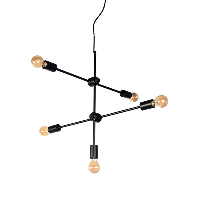 LABEL51 Hanglamp Stilo - Zwart - Metaal - 5-Lichts-Hanglampen-LABEL51