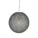 LABEL51 Twist hanglamp in bolvorm van grijs vlas met een diameter van 45 cm en een zichtbare textuur.