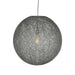Grijze bolvormige hanglamp Twist van LABEL51 gemaakt van geweven vlas met een diameter van 55 cm.