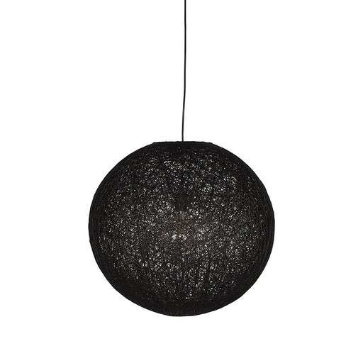 LABEL51 Twist hanglamp: een zwarte, bolvormige lamp van 30 cm met een handgemaakte structuur van geweven vlas.