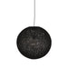 LABEL51 Twist hanglamp: een zwarte, bolvormige lamp van 30 cm met een handgemaakte structuur van geweven vlas.