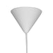 Witte conische plafondkap van de LABEL51 Twist hanglamp met bijpassend wit snoer voor een strakke afwerking.