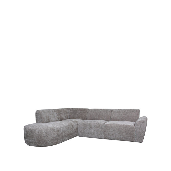 LABEL51 Espen hoekbank in stone chenille stof met een modern design en hoek links oriëntatie.