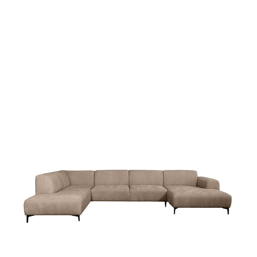 LABEL51 Hoekbank Merido Fluweel Taupe Raven | Zwart Metaal-Hoekbanken-LABEL51