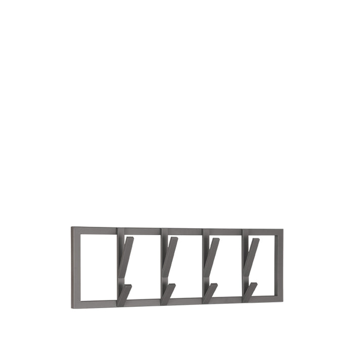 LABEL51 kapstok van burned steel metaal met vijf haken in een strak rechthoekig frame van 70x22 cm.