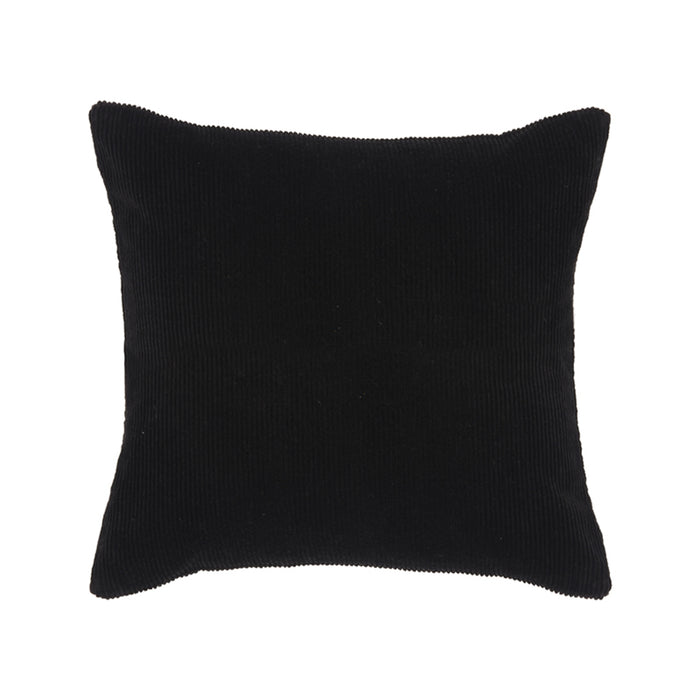 Zwart vierkant sierkussen van 45x45 cm in zacht geribd katoen van LABEL51.