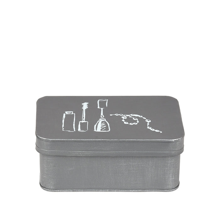 LABEL51 Make-Up opbergkist - Antiek Grijs - Metaal - One Size-Opbergdozen en manden-LABEL51