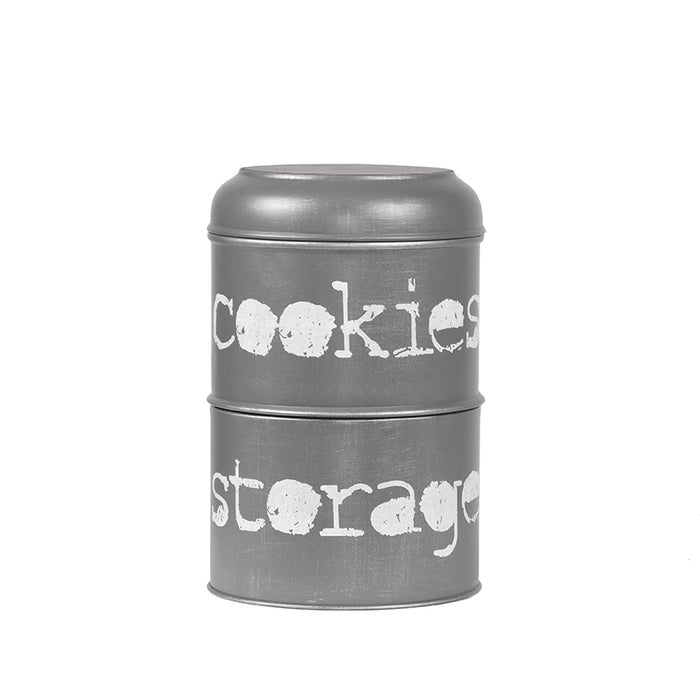 LABEL51 Opbergblik Antiek Grijs Metaal 17x17x27 cm-Opbergdozen en manden-LABEL51