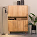 LABEL51 Jule bergkast van naturel eikenhout met geribbelde deuren en open vak, afmeting 110x49x158 cm.
