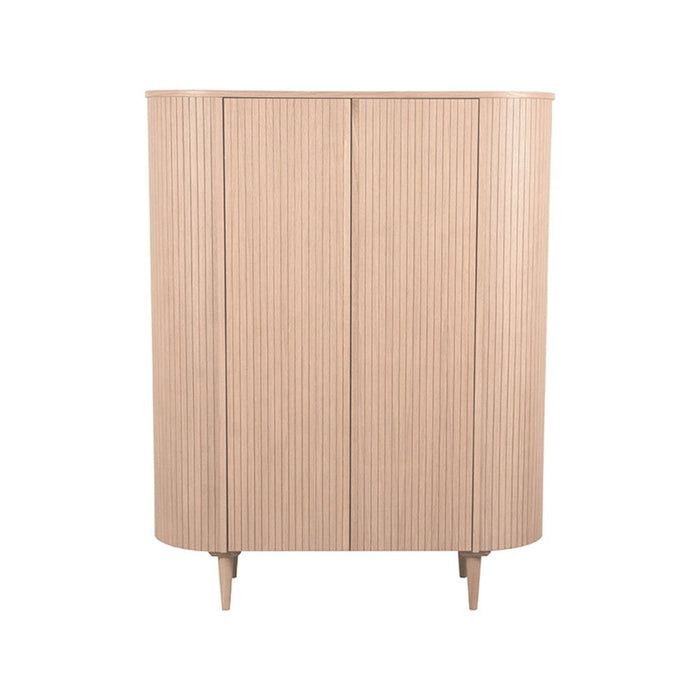 LABEL51 Oliva opbergkast van naturel eikenhout met afgeronde hoeken en een geribbeld design, 125x158 cm.