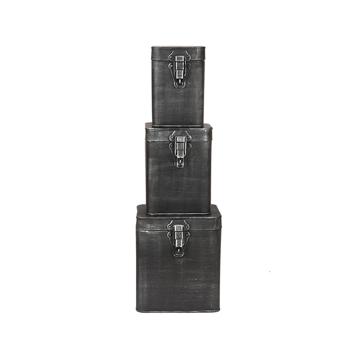 LABEL51 Opbergkist - Antiek Zwart - Metaal - XL-Opbergdozen en manden-LABEL51