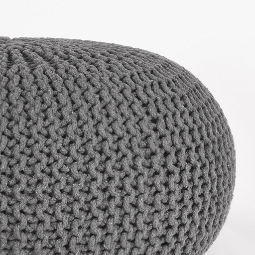 LABEL51 Poef Knitted - Donkergrijs - Katoen - L-Poefen-LABEL51