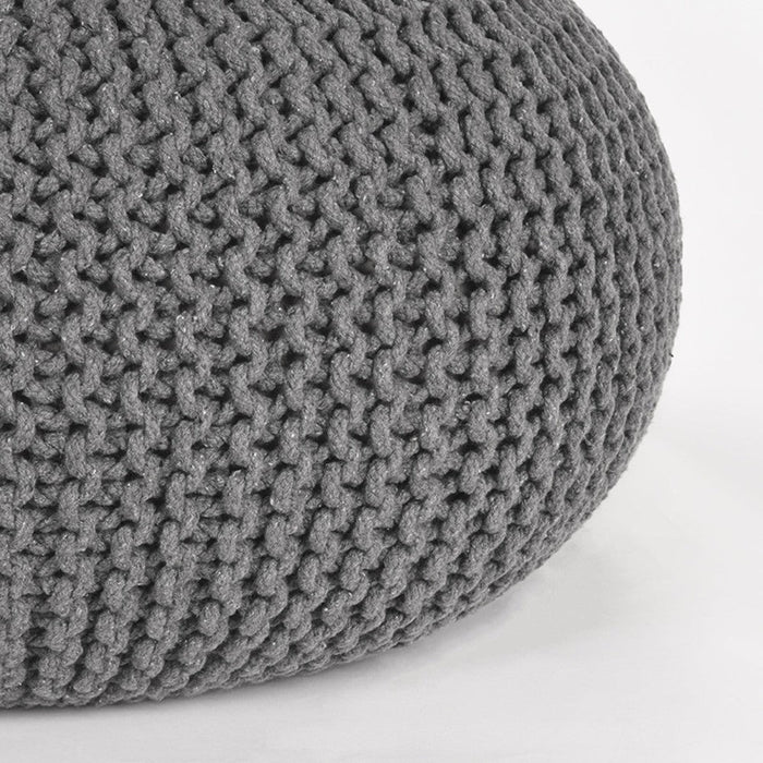 LABEL51 Poef Knitted - Donkergrijs - Katoen - L-Poefen-LABEL51