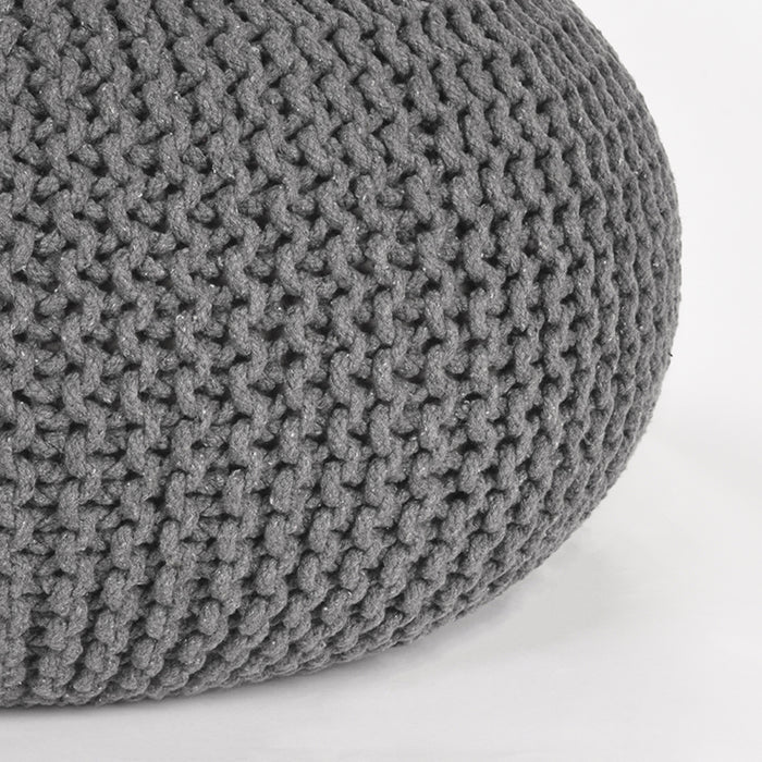 LABEL51 Poef Knitted - Donkergrijs - Katoen - L-Poefs-LABEL51