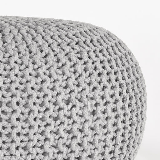 LABEL51 Poef Knitted - Lichtgrijs - Katoen - L-Poefs-LABEL51