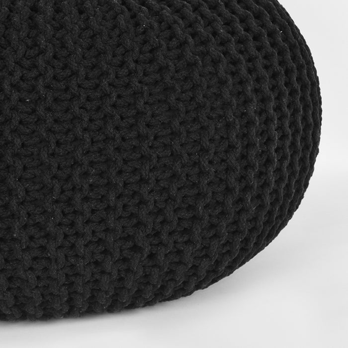 LABEL51 Poef Knitted - Zwart - Katoen - L-Poefs-LABEL51