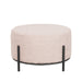 Ronde LABEL51 poef Troy in naturel bouclé stof met een zwart metalen frame, 58x58x34 cm.