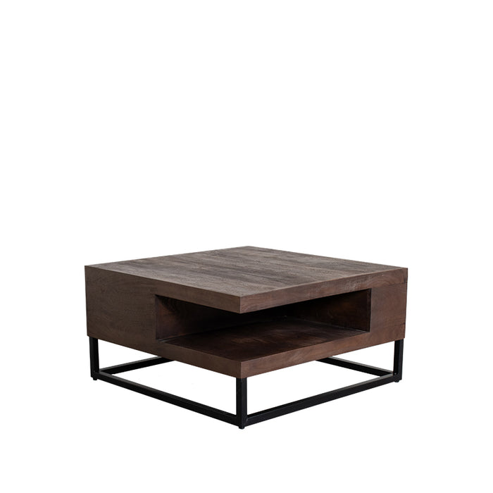 LABEL51 Cube Espresso Couchtisch - Mangoholz - 80 cm