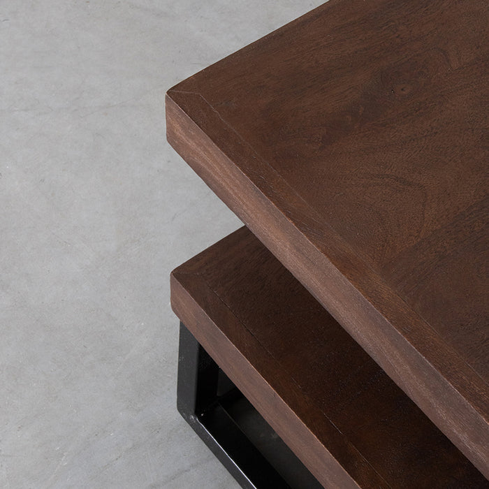 LABEL51 Cube Espresso Couchtisch - Mangoholz - 80 cm