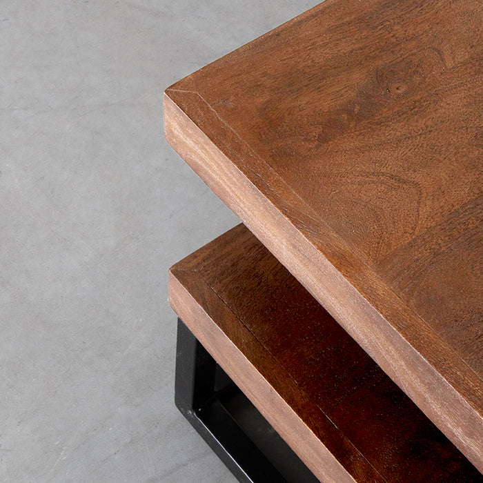 LABEL51 Salontafel Cube Nature Smooth Mangohout 80x80x40 cm-Salontafels-LABEL51
