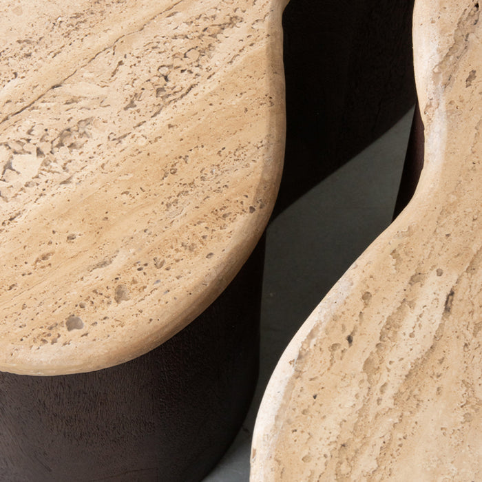 LABEL51 Salontafel Davi - Espresso - Travertin - 80 cm-Salontafels-LABEL51