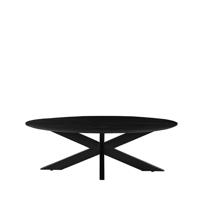 LABEL51 Salontafel James - Zwart - Mangohout - 130 cm - Ovaal-Salontafels-LABEL51