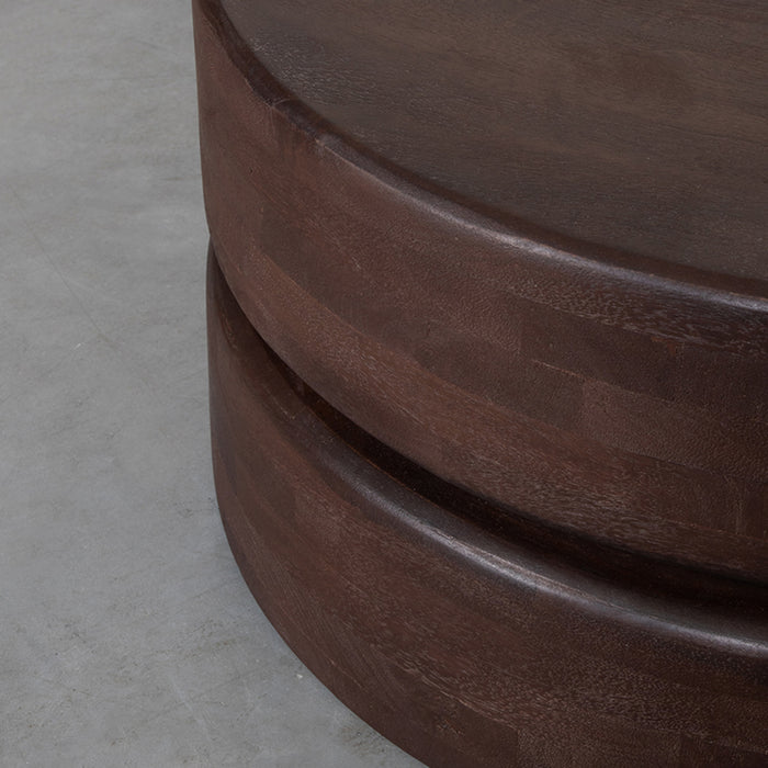 LABEL51 Salontafel Milly - Espresso - Mangohout - 70 cm - Rond-Salontafels-LABEL51