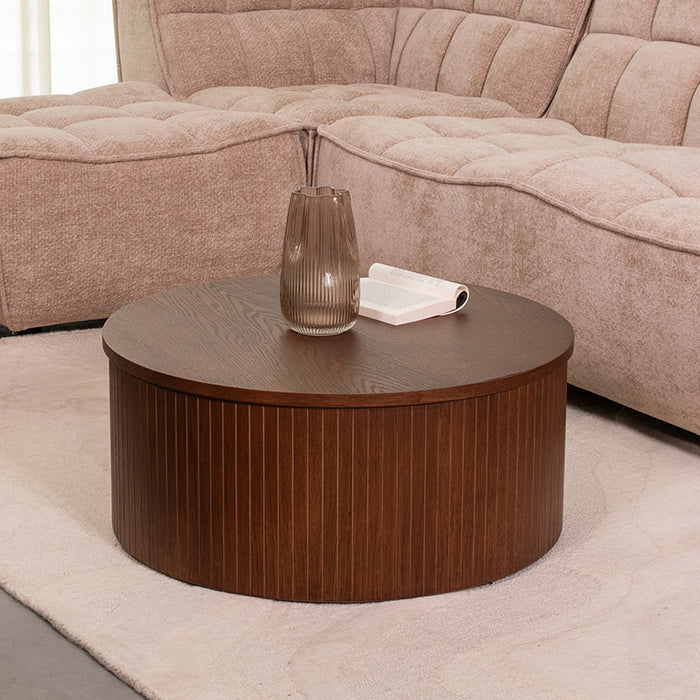 LABEL51 Salontafel Oliva Walnoot Eiken 70 cm Rond 70x70x30 cm-Salontafels-LABEL51