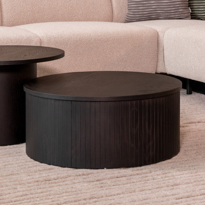 LABEL51 Salontafel Oliva Zwart Eiken 70 cm Rond 70x70x30 cm-Salontafels-LABEL51