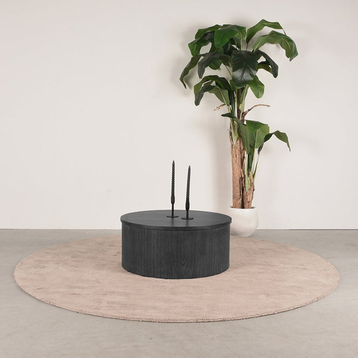 LABEL51 Salontafel Oliva - Zwart - Eiken - 70 cm - Rond-Salontafels-LABEL51