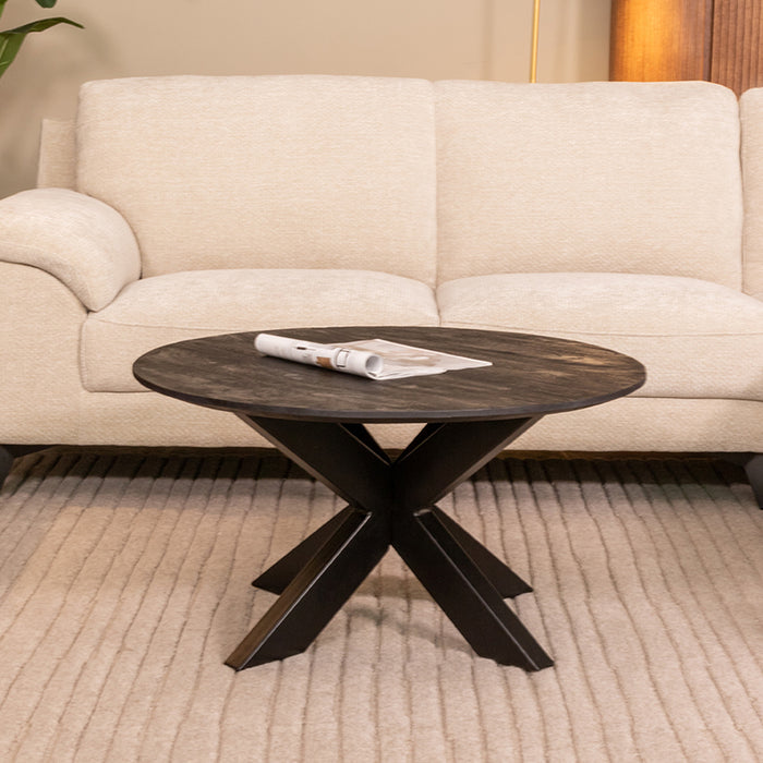 LABEL51 Salontafel Otis - Zwart - Mangohout - 80 cm - Rond-Salontafels-LABEL51