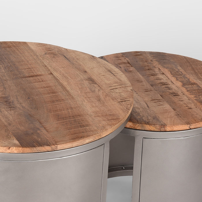 LABEL51 Salontafel set Bunch Rough mangohout 60 cm rond 60x60x45 cm