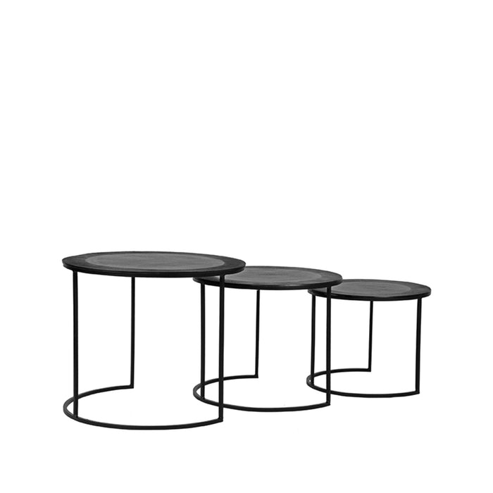 LABEL51 Salontafel Set Tres Zwart Metaal 55 cm 55x55x45 cm-Salontafels-LABEL51