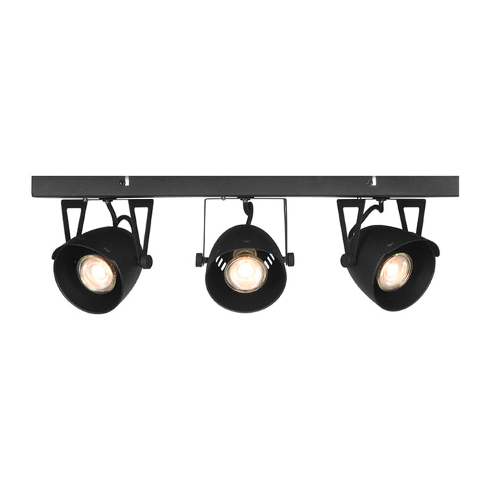 LABEL51 3-lichts plafondspot in zwart metaal, 48 cm breed met drie kantelbare spots voor gerichte verlichting.