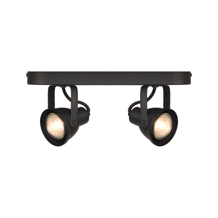 LABEL51 Spot Max 2-lichts plafondlamp van zwart metaal met twee draaibare spots van 30 cm breed.