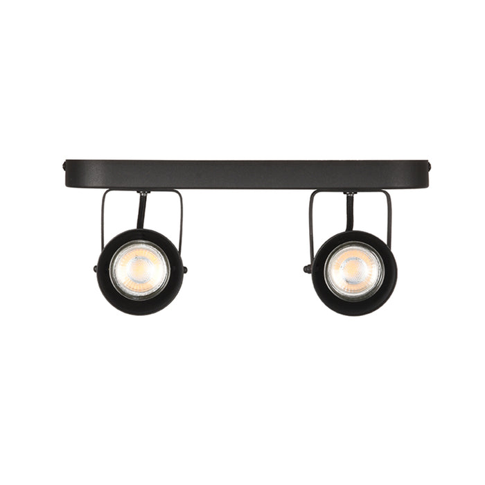 LABEL51 Spot Max: zwarte metalen 2-lichts spot met draaibare lampen, 30 cm breed, in een strak industrieel design.