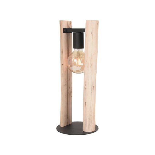 LABEL51 Tafellamp Woody Naturel Hout Zwart 18x18x45 cm-Tafellampen-LABEL51