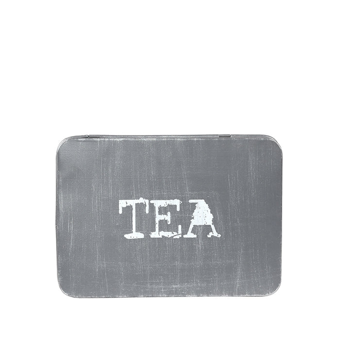 LABEL51 Theedoos Antiek Grijs Metaal - 27x19x8 cm-Opbergdozen en manden-LABEL51