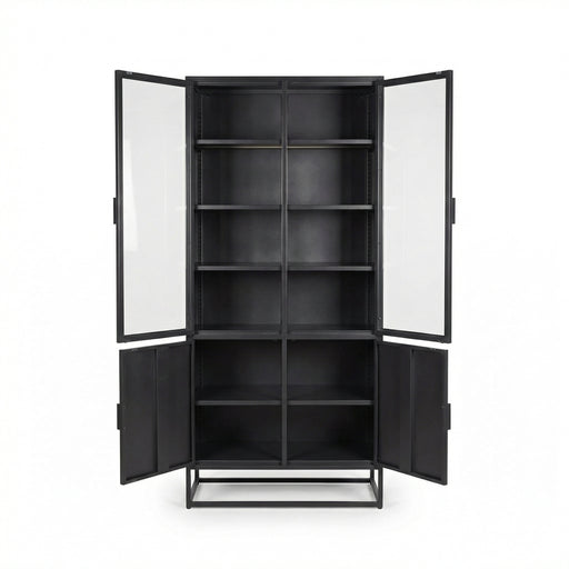 LABEL51 Vitrinekast Level - Zwart - Metaal - 80x40x190 cm-Vitrinekasten-LABEL51