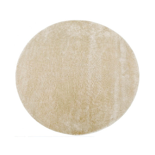 Rond LABEL51 Mila vloerkleed in zandkleurig synthetisch materiaal, 200x200 cm.