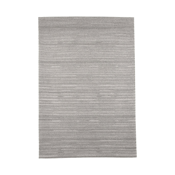Grijs wollen LABEL51 Luxy vloerkleed met een subtiel gestreept reliëfpatroon, afmeting 200x300 cm.