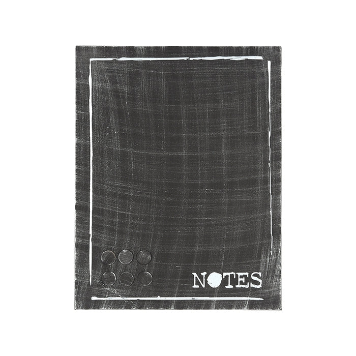 LABEL51 rechthoekig memobord van 36x46 cm in antiek zwart metaal met 'NOTES' tekst en industriële uitstraling.