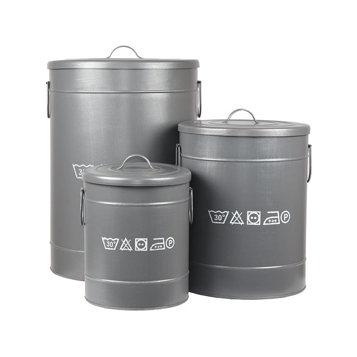 LABEL51 Wasmand - Antiek Grijs - Metaal - S-Opbergdozen en manden-LABEL51