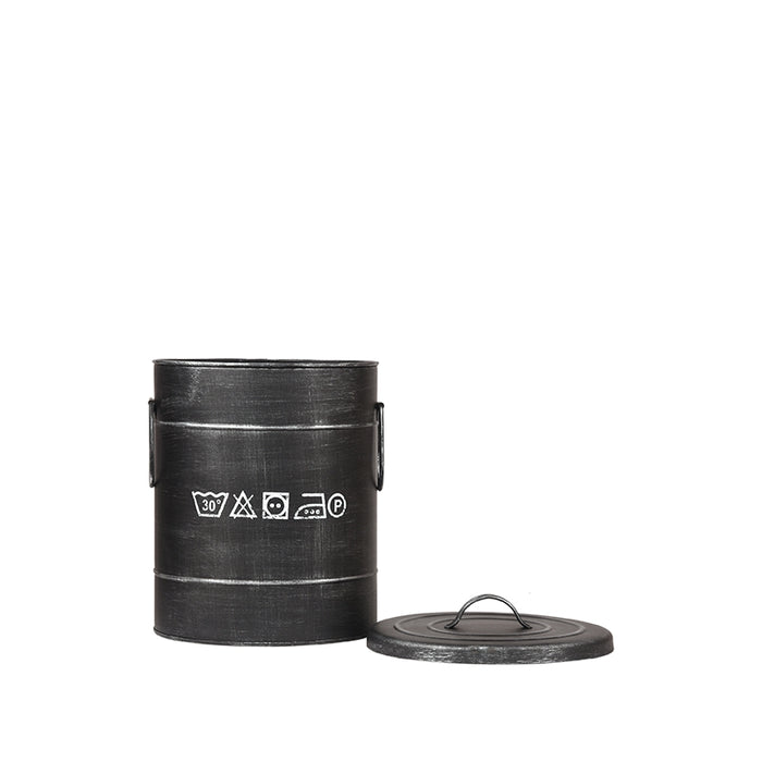 LABEL51 Wasmand Antiek Zwart Metaal S 26x26x33 cm-Opbergdozen en manden-LABEL51